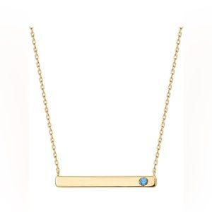 14K Gold Plated Crystal Birthstone Bar Necklace